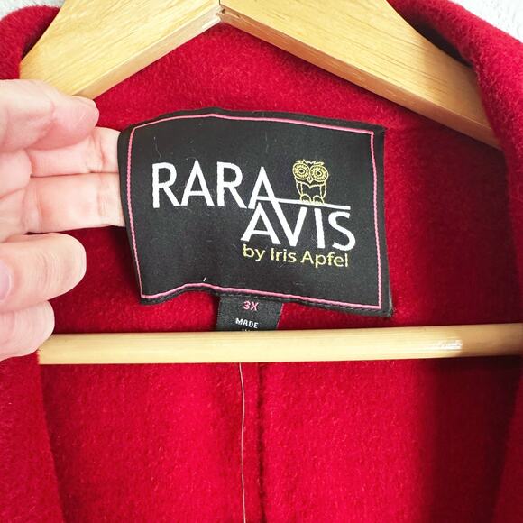 Rara Avis By Iris Apfel Wool Blend Trench Coat Size 3XL Long Monkeys Dopamine - Picture 6 of 10